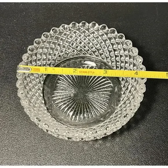 Westmoreland 1940s Pressed Clear Glass Snack Set Diamond & Fan, 2 Plates 3 Bowls - Picture 10 of 16